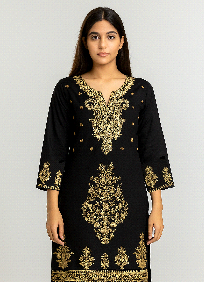 Noor-e-Zar: 3PC Unstitched Embroidery Shirt with Embroidered Dupatta and Sleeves